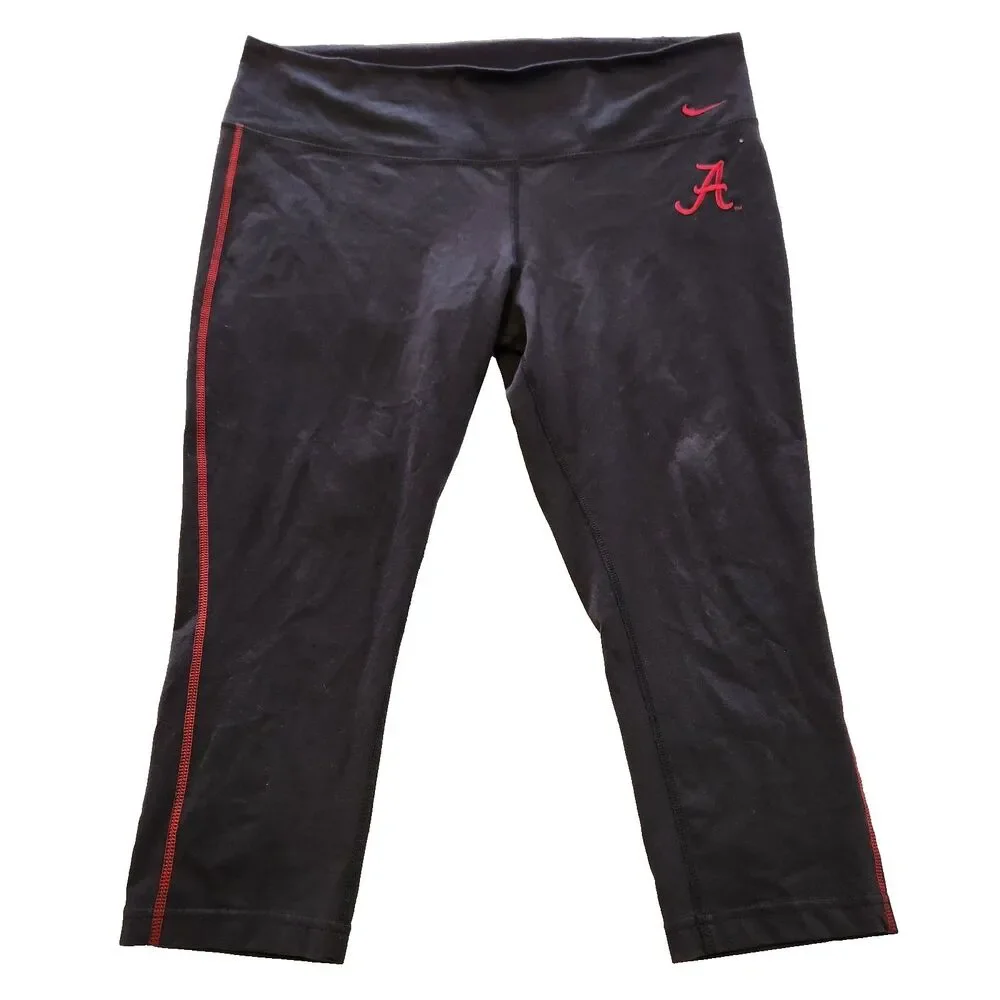 Nike Alabama Crimson Tide Women's Dri-Fit Black Capri Stretch Workout Gym Sz XL